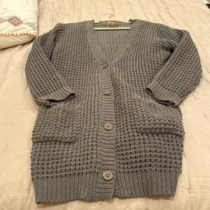 Pol size L seafoam green chenille loose knit cardigan